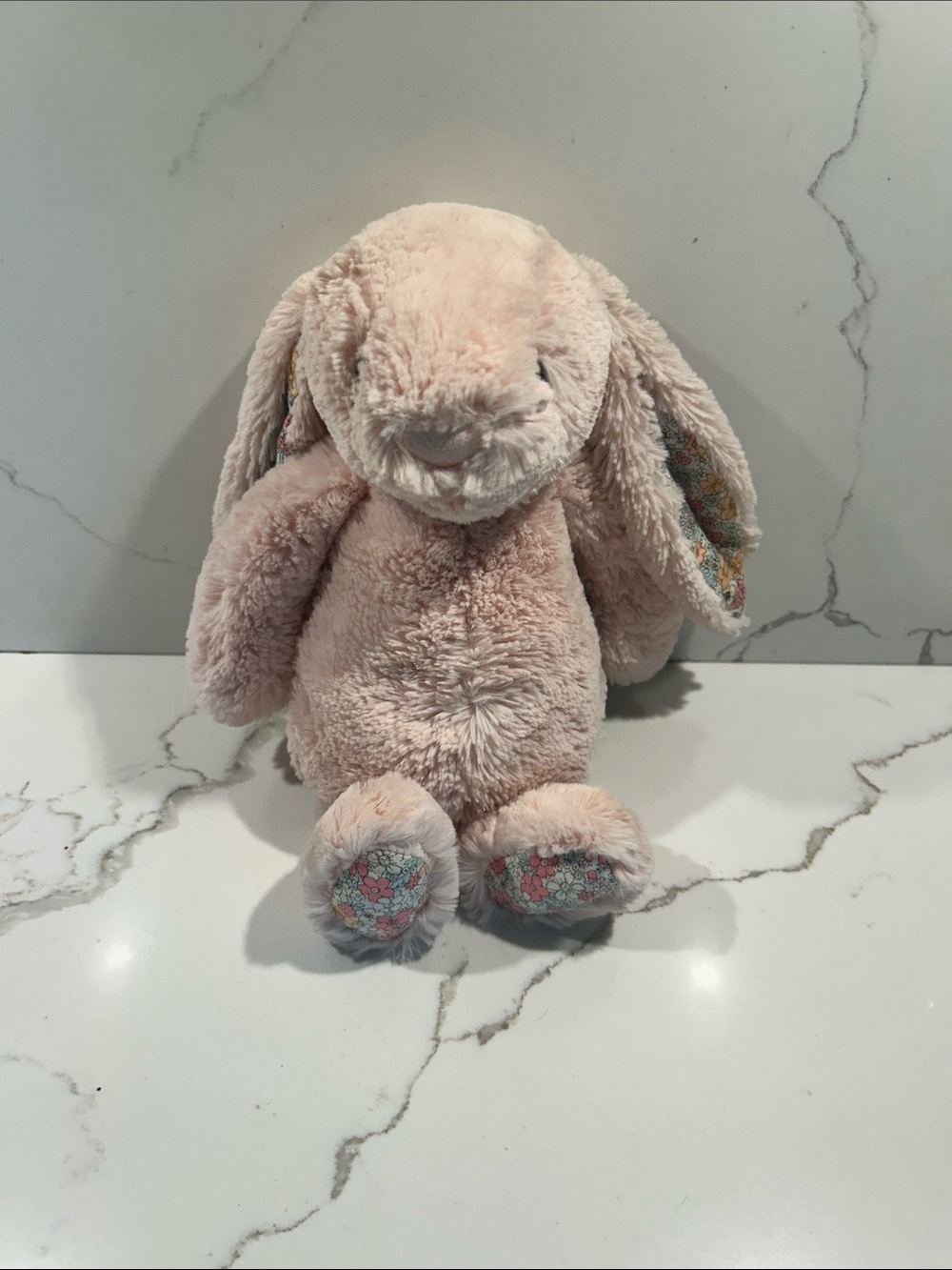 Jellycat Blossom Pale Pink Plush Bunny with Floral Ear and Paw Accents